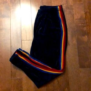 Soft, warm leisure pants from Garage with retro colour stripes down the legs.